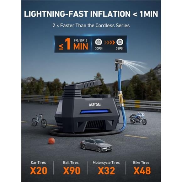 Tire Inflator Portable Air Compressor Air Pump for Car Tires-Car Accessories - Picture 2 of 7